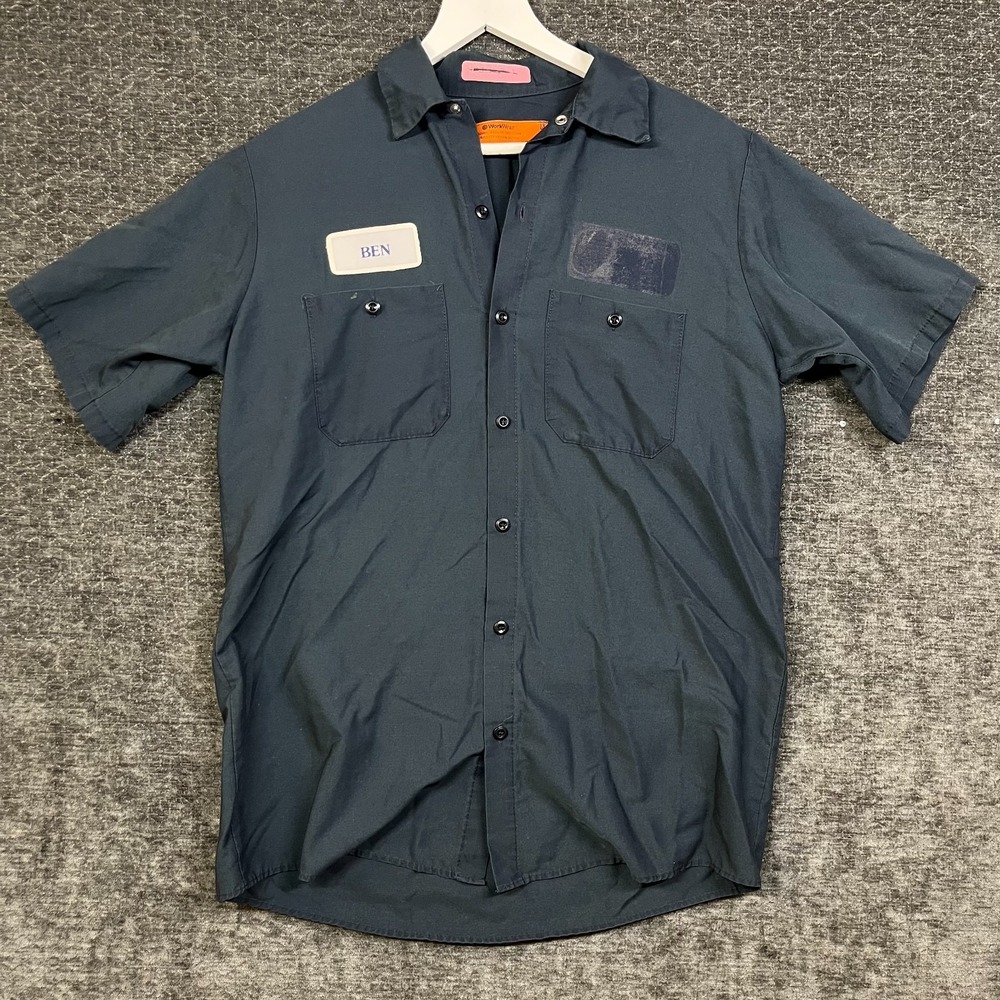 Vintage Red Kap Service Shirt Men's Navy Blue Short Sleeve USA Made Workwear - 3